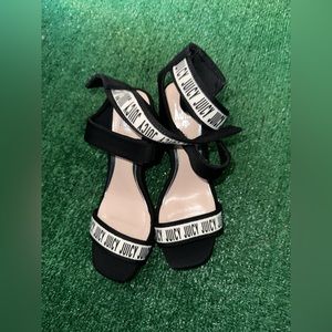 Juicy by Juicy Couture Black Velcro Platform Block Heel Sandal